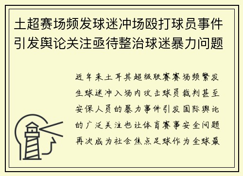 土超赛场频发球迷冲场殴打球员事件引发舆论关注亟待整治球迷暴力问题 土超赛场频发球迷冲场殴打球员事件引发舆论关注亟待整治球迷暴力问题